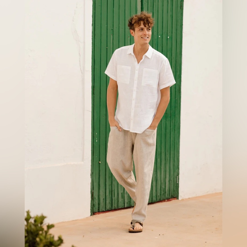 MEN'S LINEN PANTS TRUCKEE IN NATURAL MELANGE